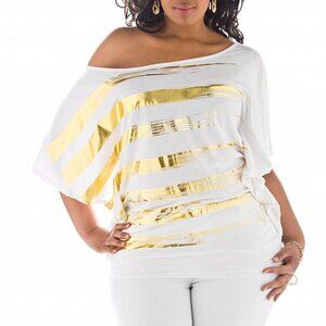 vintage Baby Phat. drop shoulder. white and gold. size 1X. NWT